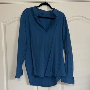 Blue Button-Up Shirt SHEIN XL